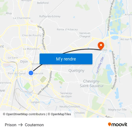 Prison to Couternon map