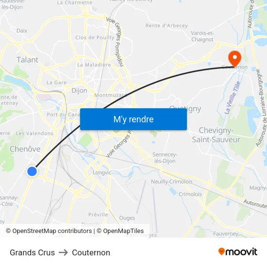 Grands Crus to Couternon map