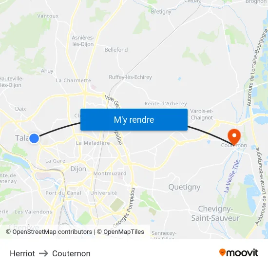 Herriot to Couternon map