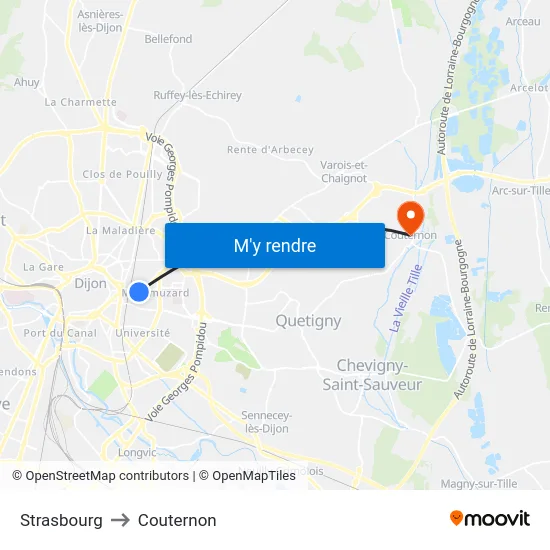 Strasbourg to Couternon map