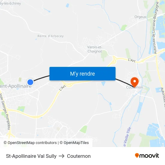 St-Apollinaire Val Sully to Couternon map