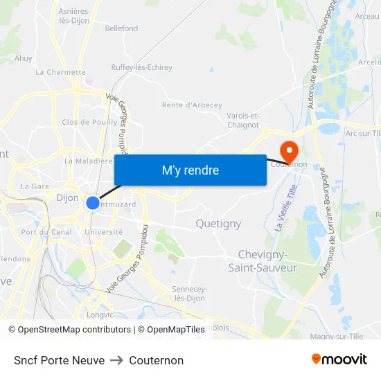 Sncf Porte Neuve to Couternon map