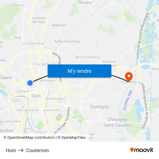 Hoin to Couternon map