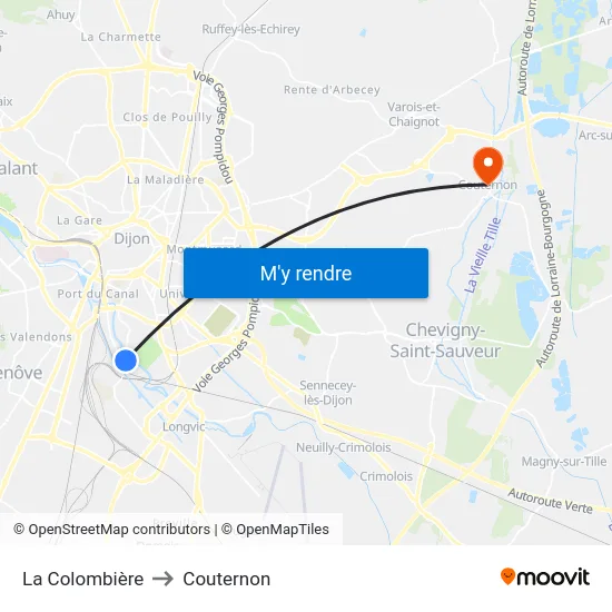 La Colombière to Couternon map