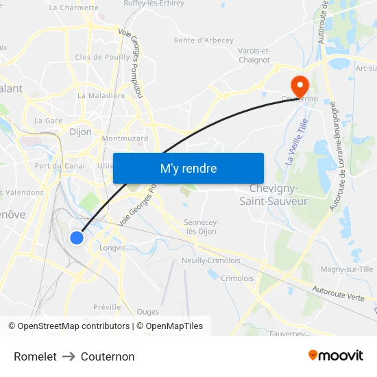 Romelet to Couternon map
