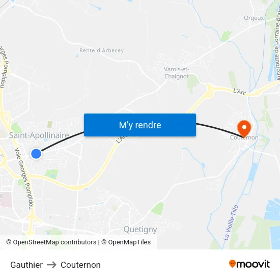 Gauthier to Couternon map