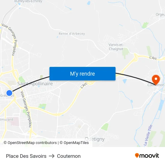 Place Des Savoirs to Couternon map