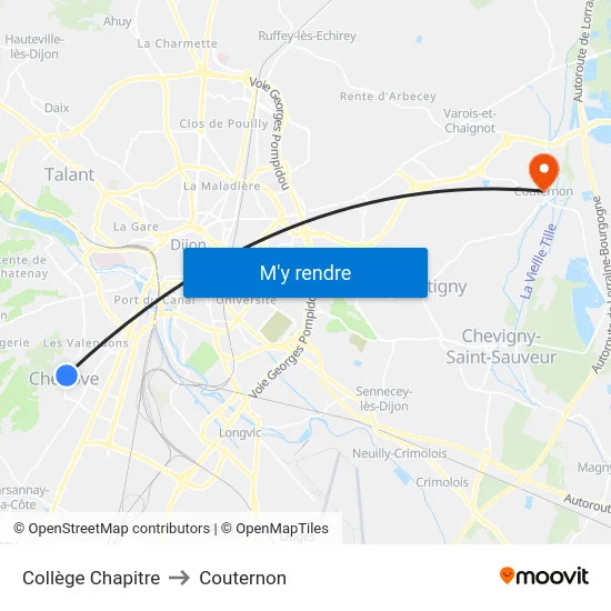 Collège Chapitre to Couternon map