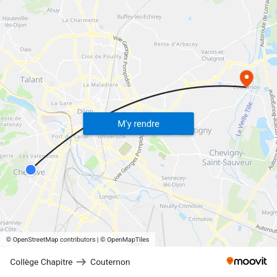 Collège Chapitre to Couternon map