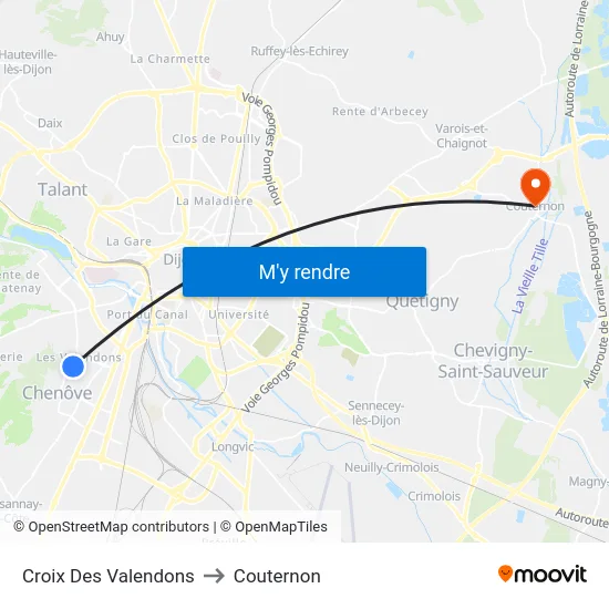 Croix Des Valendons to Couternon map