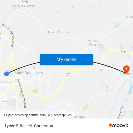 Lycée Eiffel to Couternon map