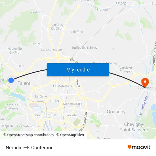 Néruda to Couternon map