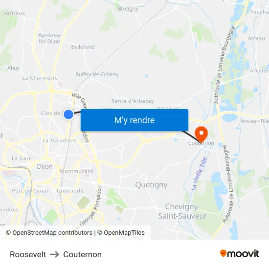 Roosevelt to Couternon map