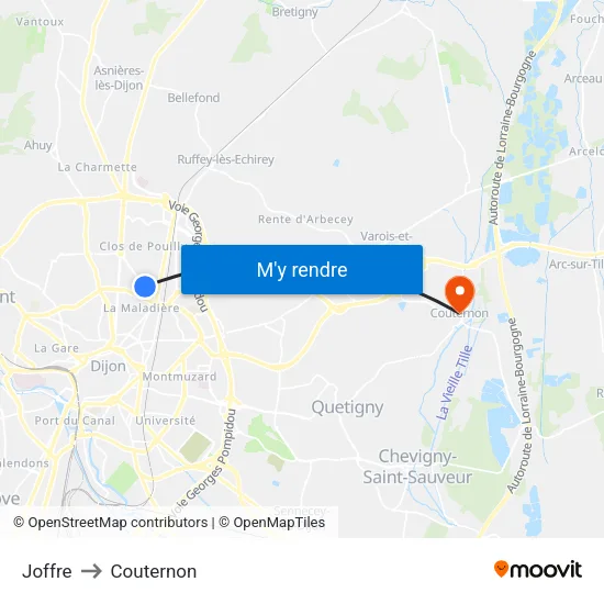 Joffre to Couternon map