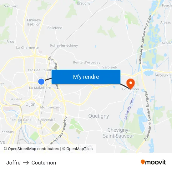 Joffre to Couternon map