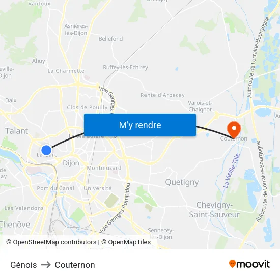 Génois to Couternon map