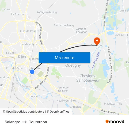 Salengro to Couternon map