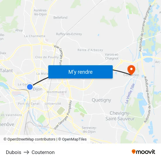 Dubois to Couternon map