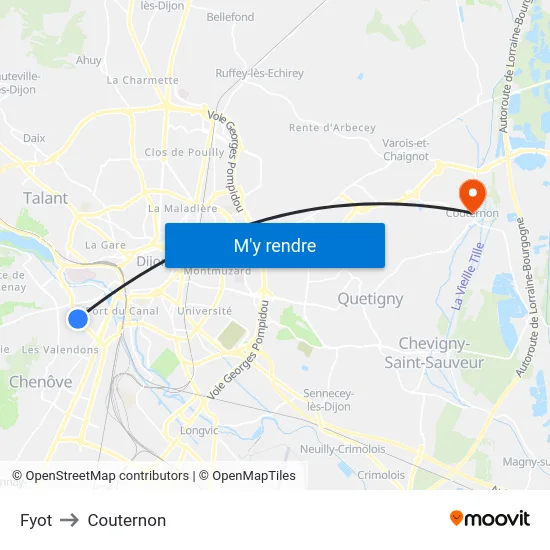 Fyot to Couternon map