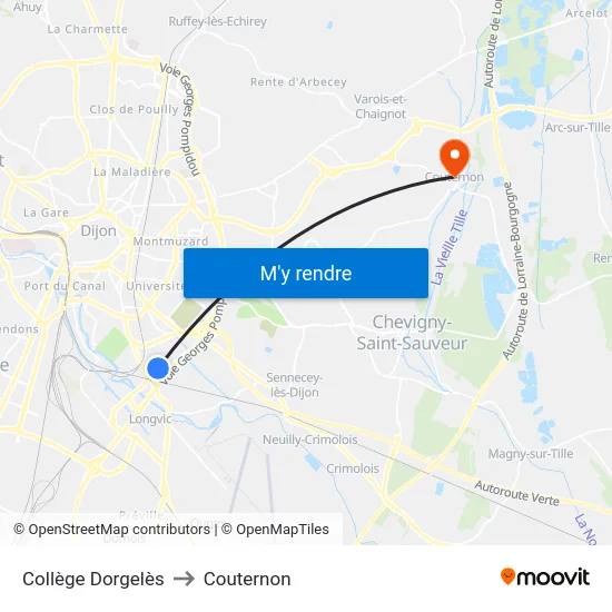 Collège Dorgelès to Couternon map