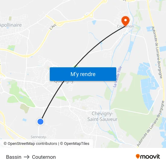 Bassin to Couternon map