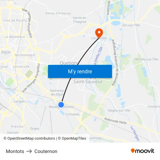 Montots to Couternon map