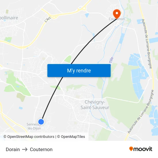 Dorain to Couternon map