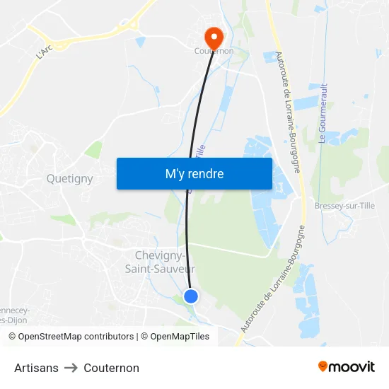 Artisans to Couternon map