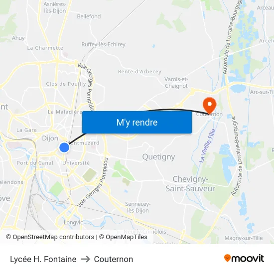 Lycée H. Fontaine to Couternon map