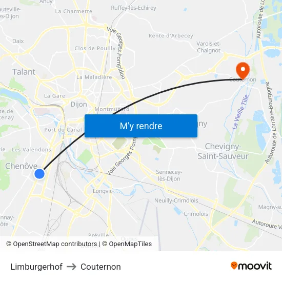 Limburgerhof to Couternon map