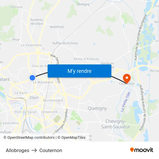 Allobroges to Couternon map