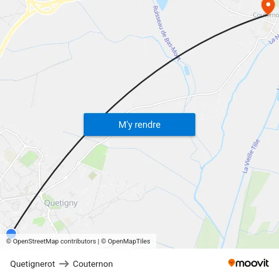 Quetignerot to Couternon map