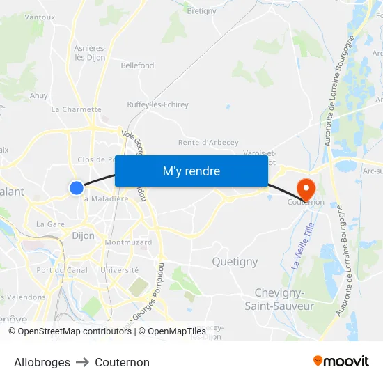 Allobroges to Couternon map