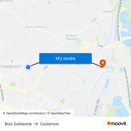 Bois Guillaume to Couternon map