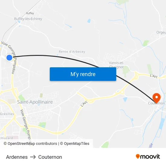 Ardennes to Couternon map