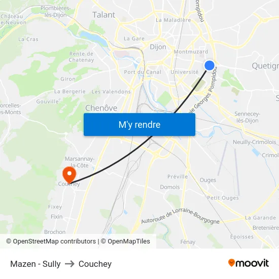 Mazen - Sully to Couchey map