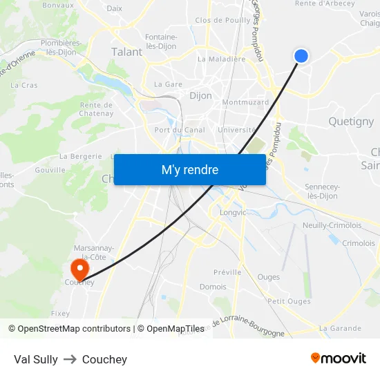Val Sully to Couchey map