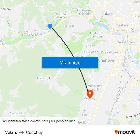 Velars to Couchey map