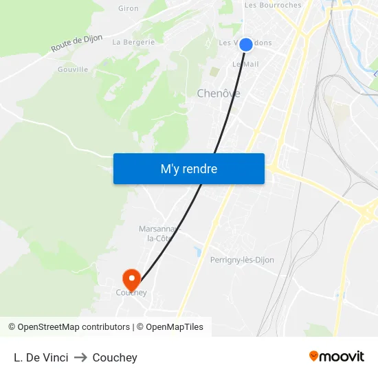 L. De Vinci to Couchey map