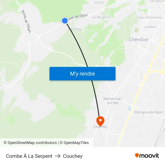 Combe À La Serpent to Couchey map