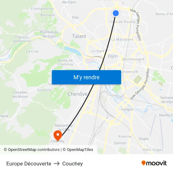Europe Découverte to Couchey map