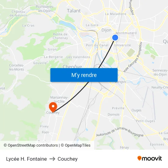 Lycée H. Fontaine to Couchey map