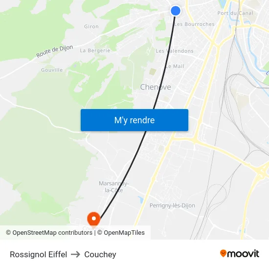 Rossignol Eiffel to Couchey map