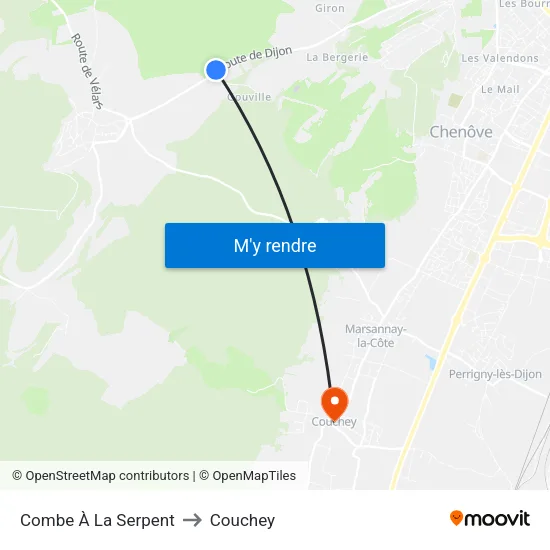 Combe À La Serpent to Couchey map