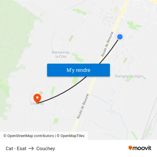 Cat - Esat to Couchey map