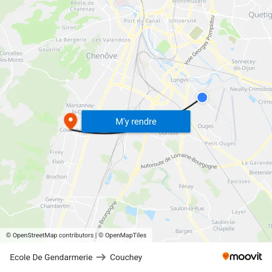 Ecole De Gendarmerie to Couchey map