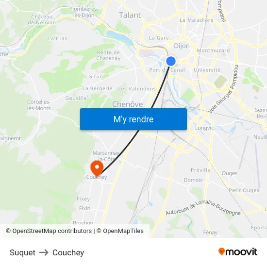 Suquet to Couchey map