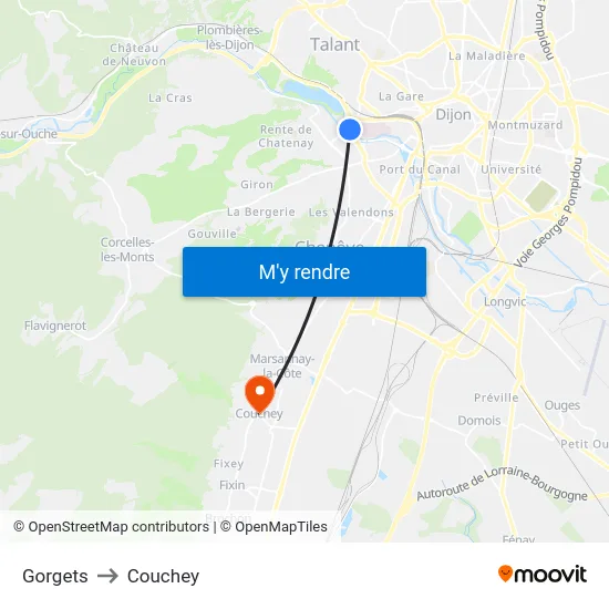 Gorgets to Couchey map