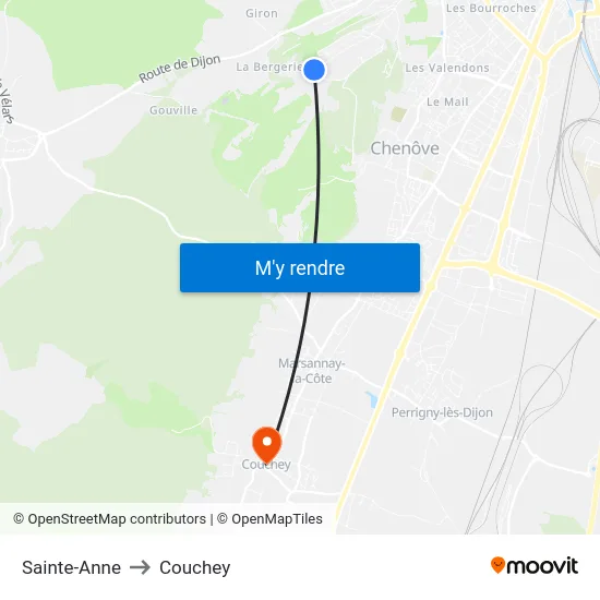 Sainte-Anne to Couchey map