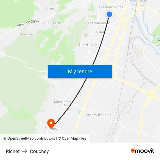 Richet to Couchey map